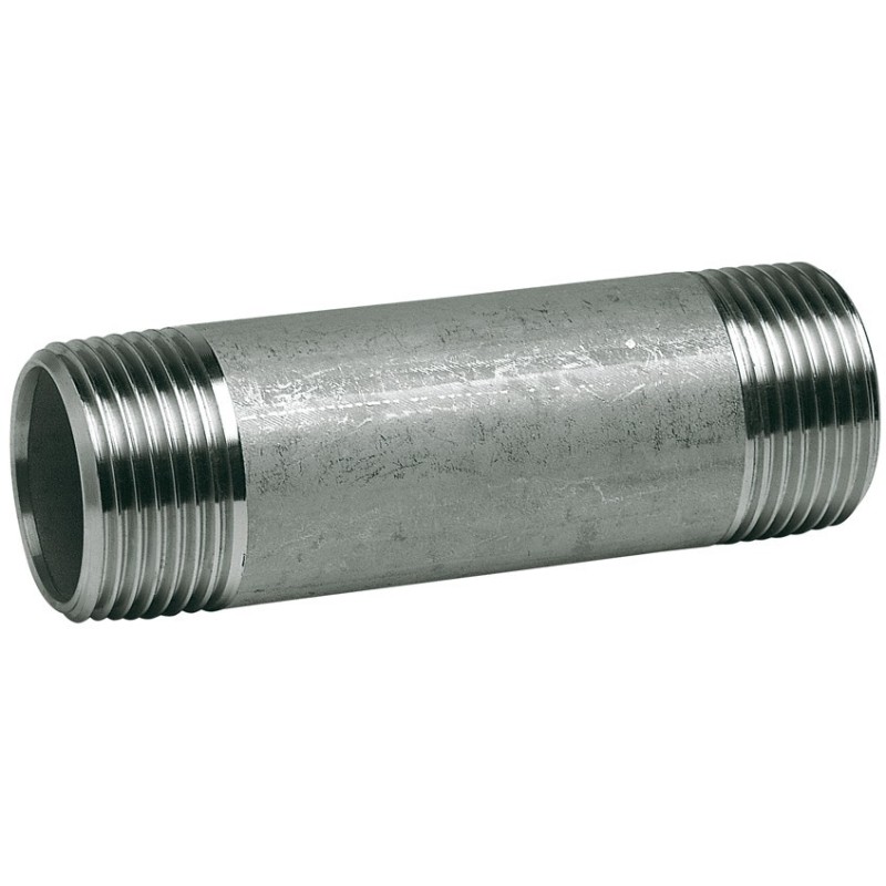 Raccord acier inox 316 mamelon tube longueur 100mm class 150 BSP - 3/4"