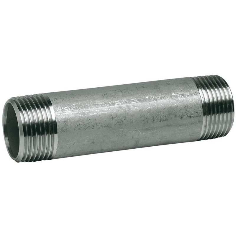 Raccord acier inox 316 mamelon tube longueur 200mm class 150 BSP - 1"