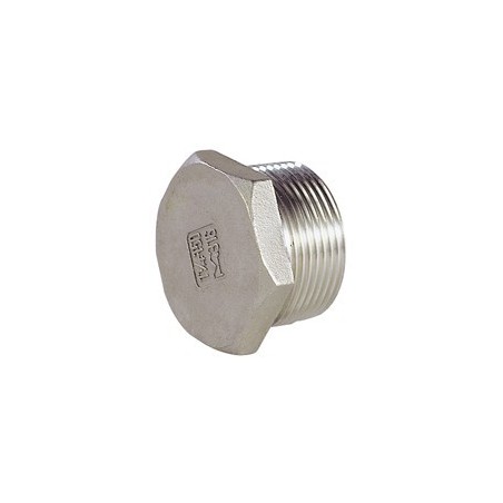 Raccord bouchon mâle hexagonal modèle évidé acier inox ASTM A351 CF8M - 1/2"