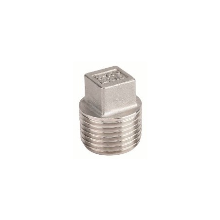 Raccord bouchon mâle tête carrée acier inox ASTM A351 CF8M - 1/8"