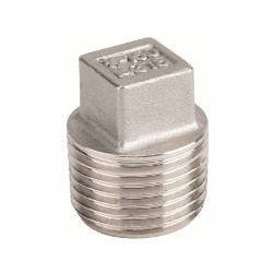 Raccord bouchon mâle tête carrée acier inox ASTM A351 CF8M - 1/4"