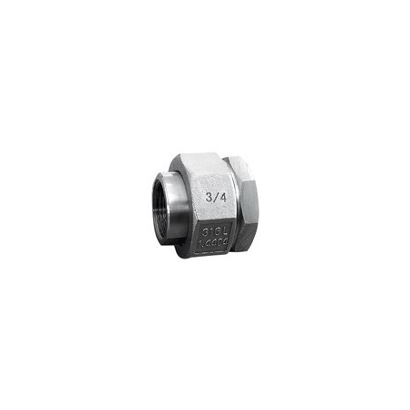 Raccord union 3 pièces usinés femelle - femelle acier inox ASTM A312 F316L BSP - 1/4"