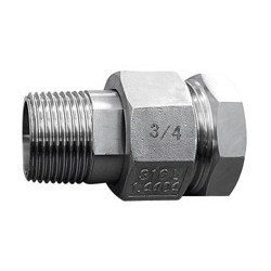 Raccord union 3 pièces usinés mâle - femelle acier inox ASTM A312 F316L BSP - 1/4"