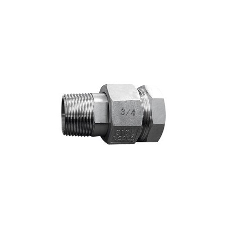 Raccord union 3 pièces usinés mâle - femelle acier inox ASTM A312 F316L BSP - 1/4"