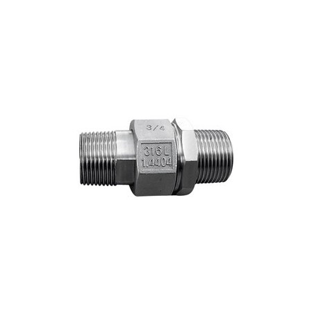 Raccord union 3 pièces usinés mâle - mâle acier inox ASTM A312 F316L BSP - 3/8"